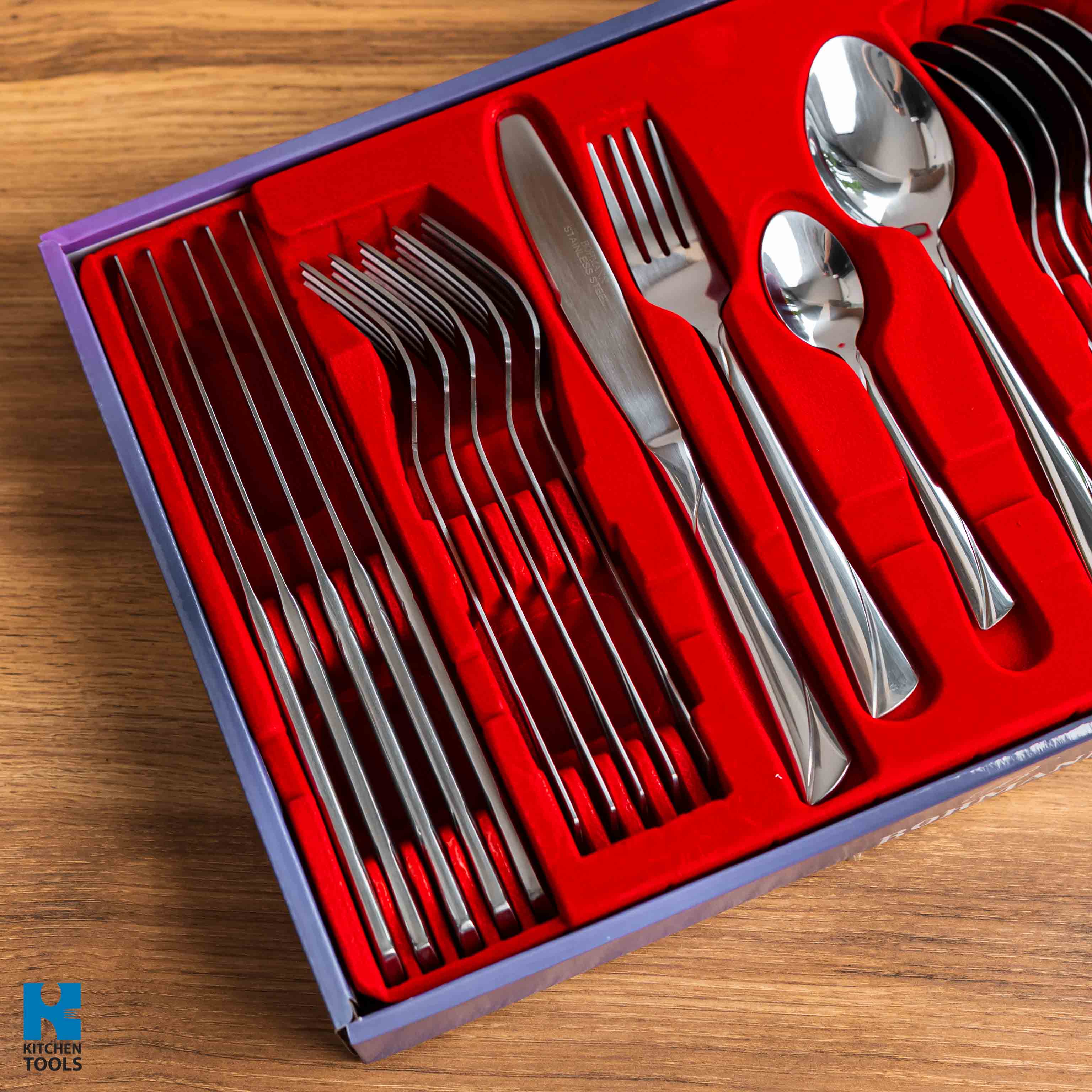 Set tacamuri 24 piese, 6 persoane, finisaj oglinda, otel inoxidabil, Bohmann