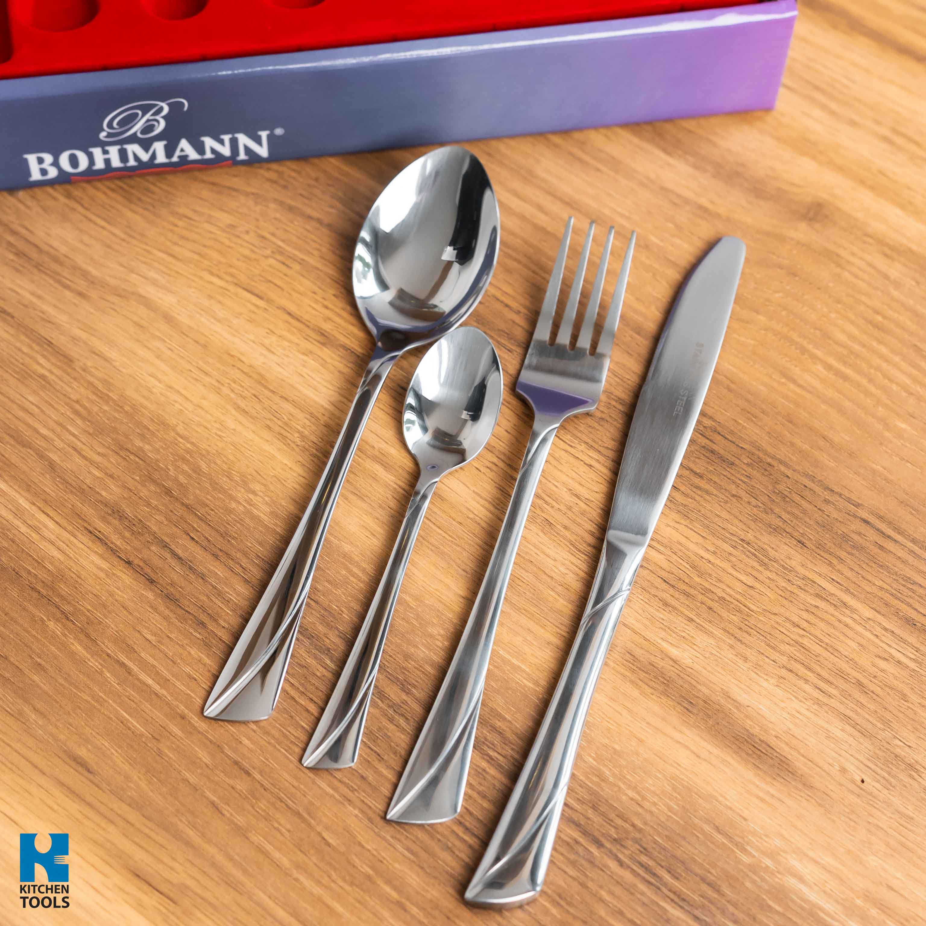 Set tacamuri 24 piese, 6 persoane, finisaj oglinda, otel inoxidabil, Bohmann