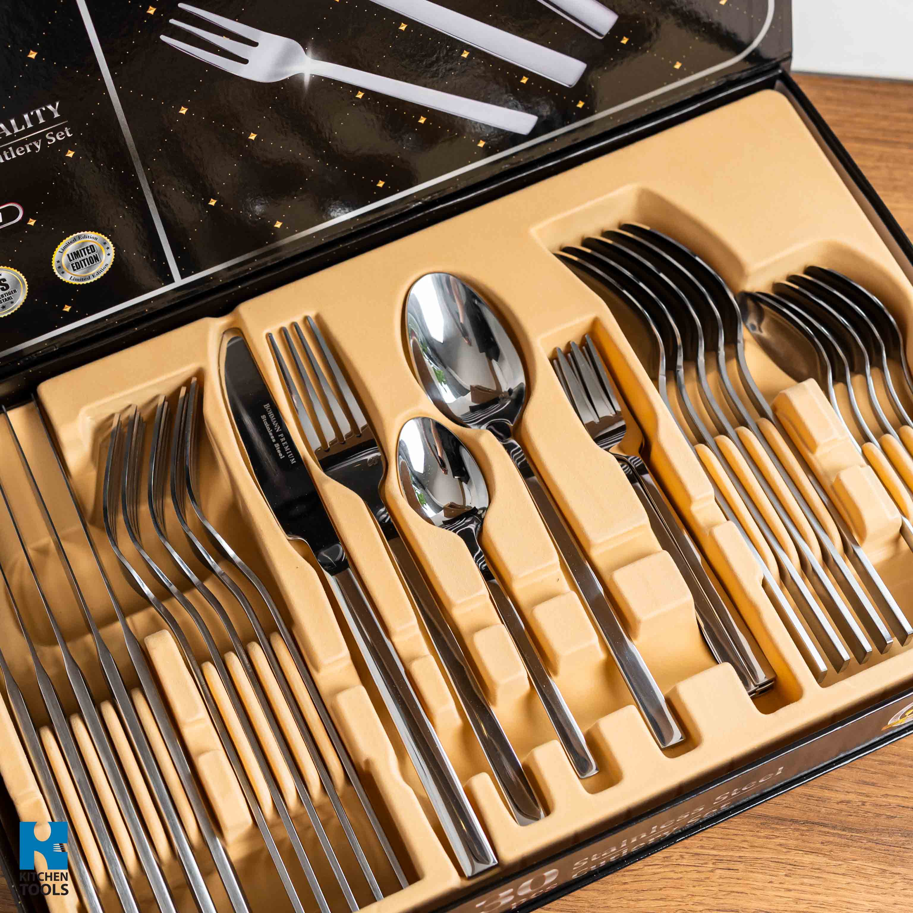 Set tacamuri din inox PREMIUM 18/10, 24 piese, 6 persoane, Bohmann, argintiu