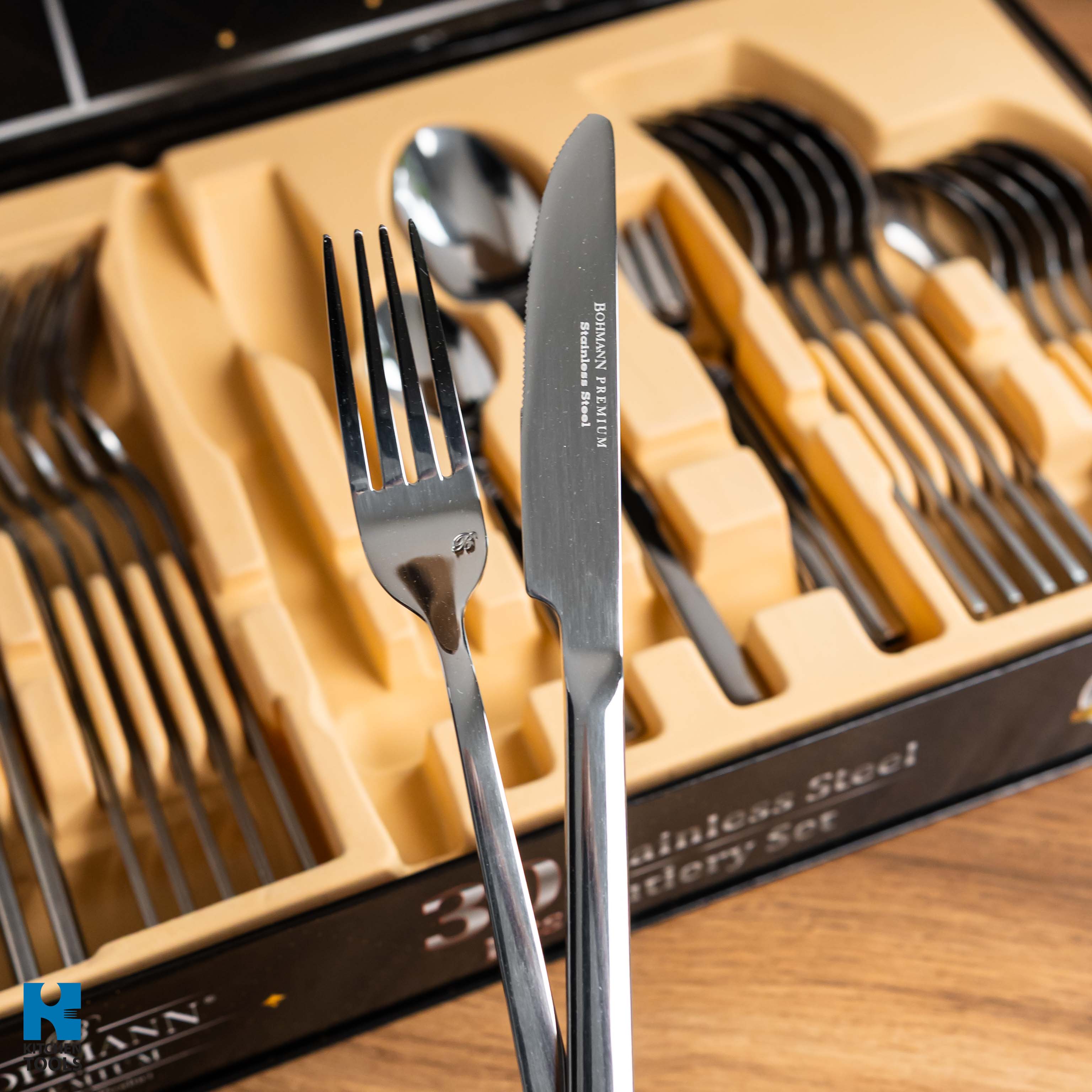 Set tacamuri din inox PREMIUM 18/10, 24 piese, 6 persoane, Bohmann, argintiu