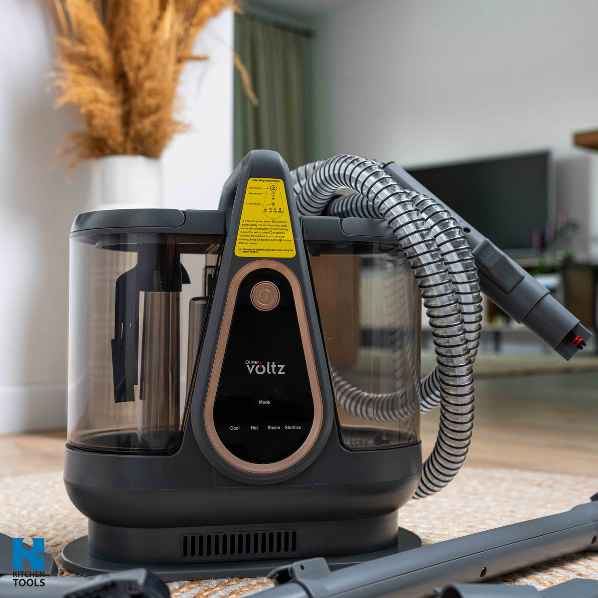 Aspirator cu injectie-extractie si abur, 1750W, 18kPa, rezervor 2.1 litri, 4 moduri, 7 accesorii, Oliver Voltz