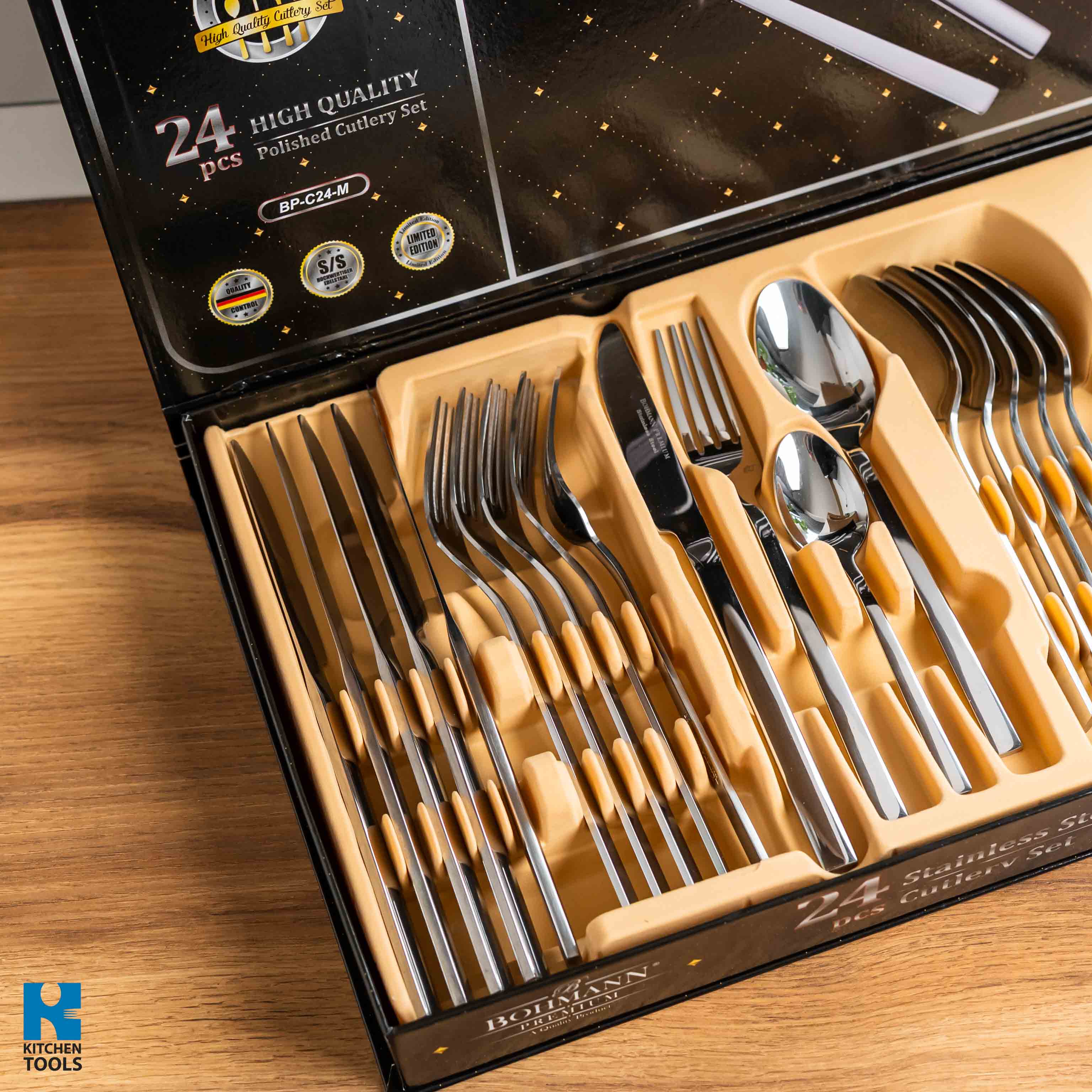 Set tacamuri 24 piese, otel inoxidabil, Premium, ideal 6 persoane, Bohmann