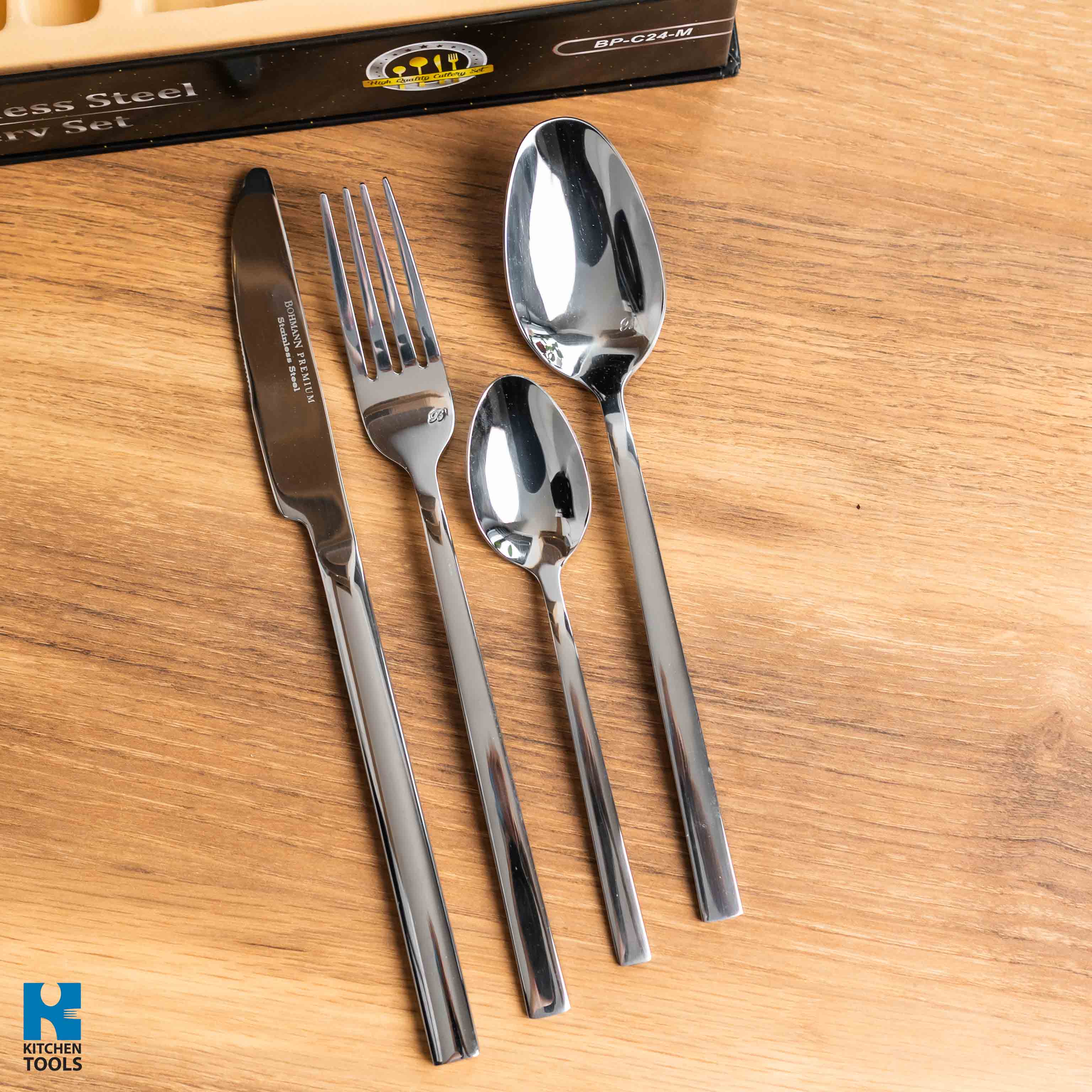 Set tacamuri 24 piese, otel inoxidabil, Premium, ideal 6 persoane, Bohmann