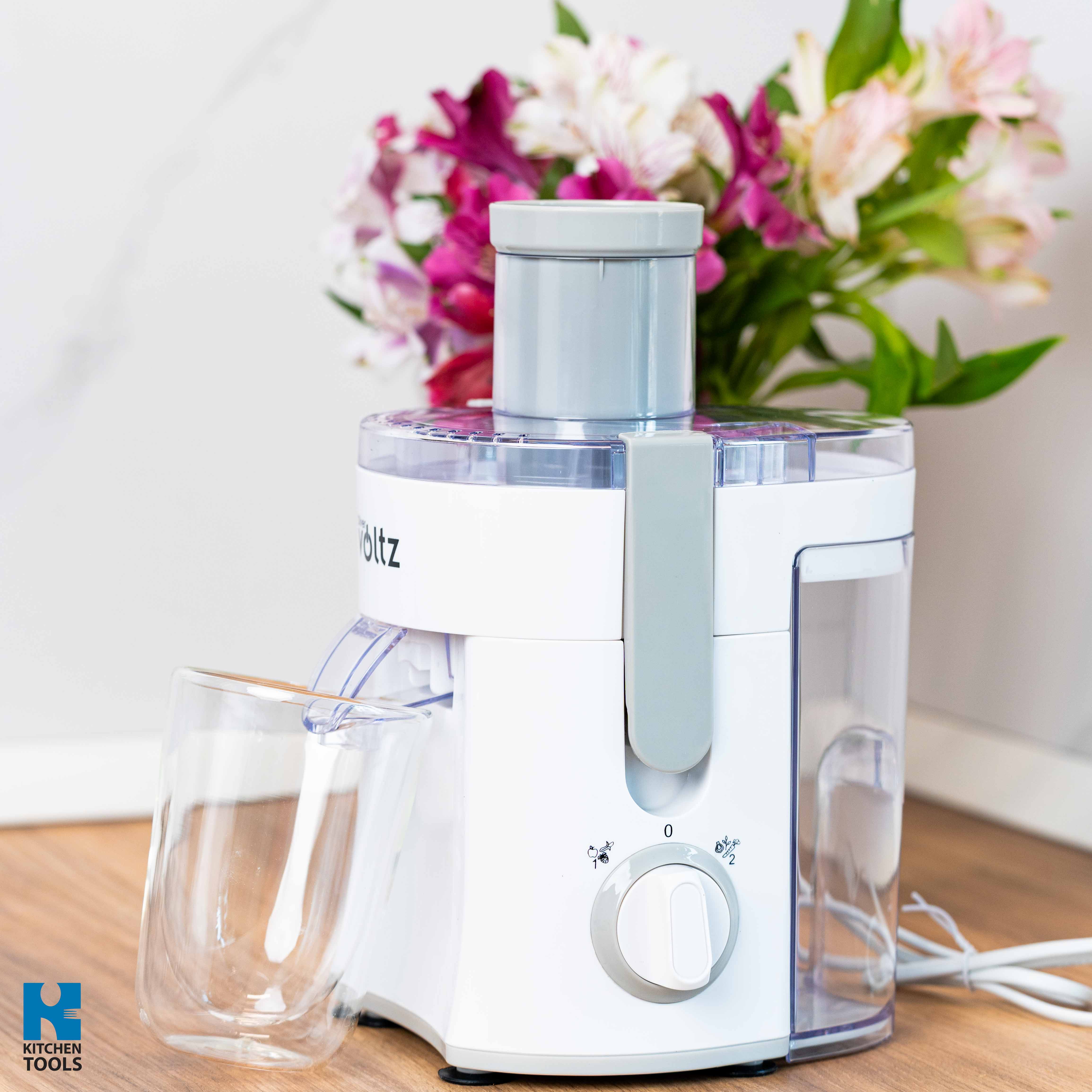 Storcator electric de fructe/legume, 400W, 600 ml, 2 viteze, sita metalica, Oliver Voltz, alb