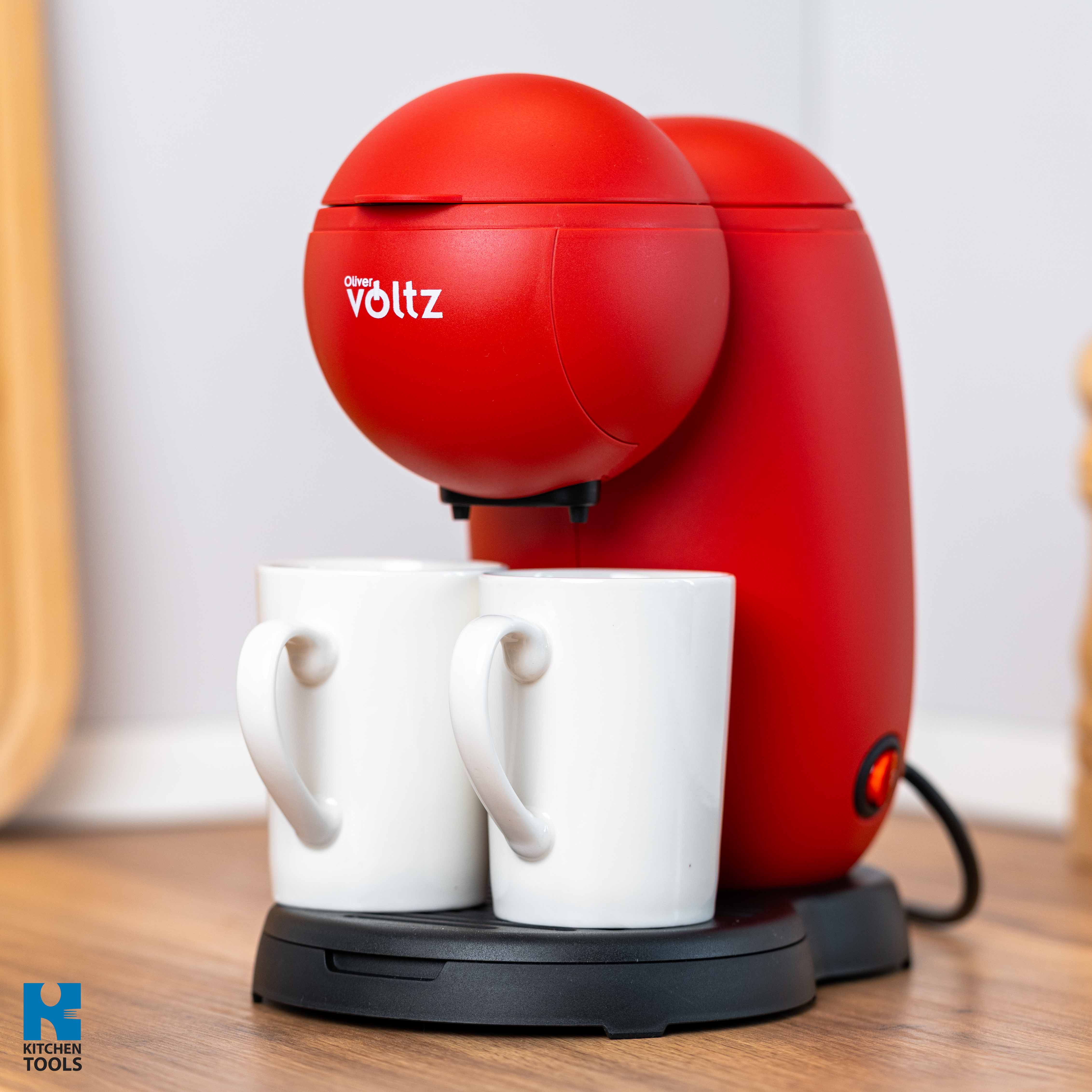 Cafetiera electrica, 2 cesti ceramice incluse, 450W, 300ml, Oliver Voltz, rosie