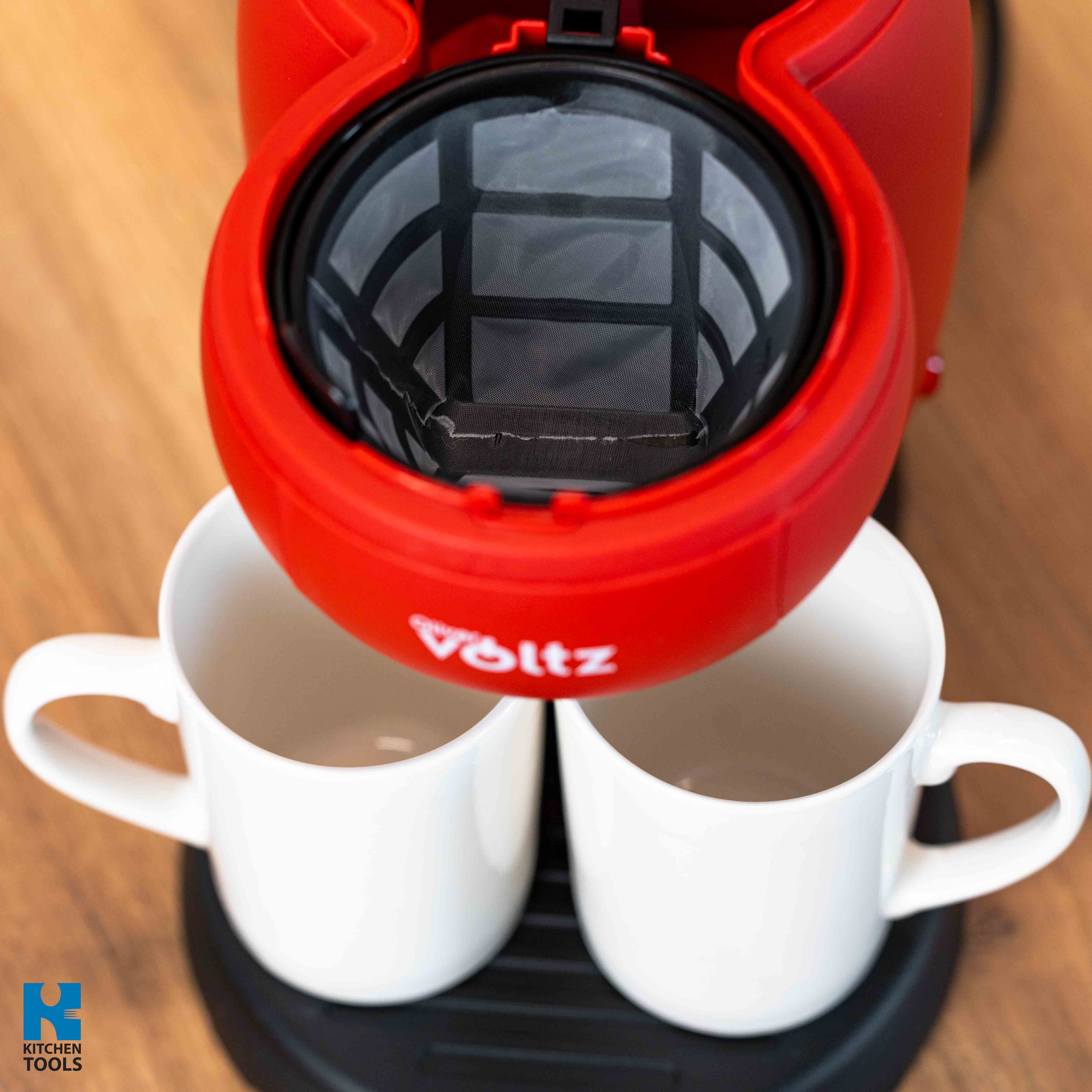 Cafetiera electrica, 2 cesti ceramice incluse, 450W, 300ml, Oliver Voltz, rosie