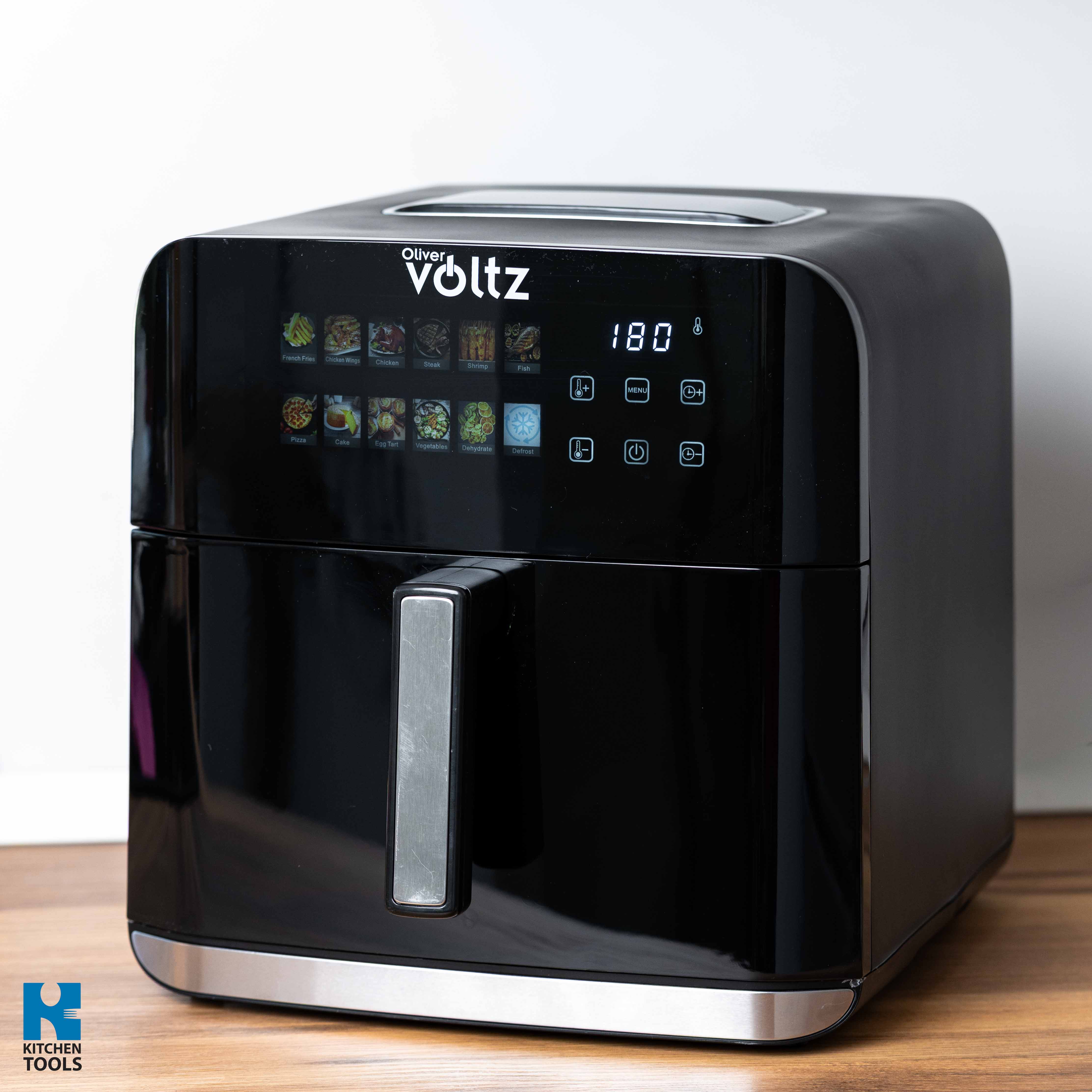 Air Fryer/ Friteuza cu aer cald, 8 litri, 1800W, 12 programe, display LED color, fereastra transparenta, timer, Oliver Voltz