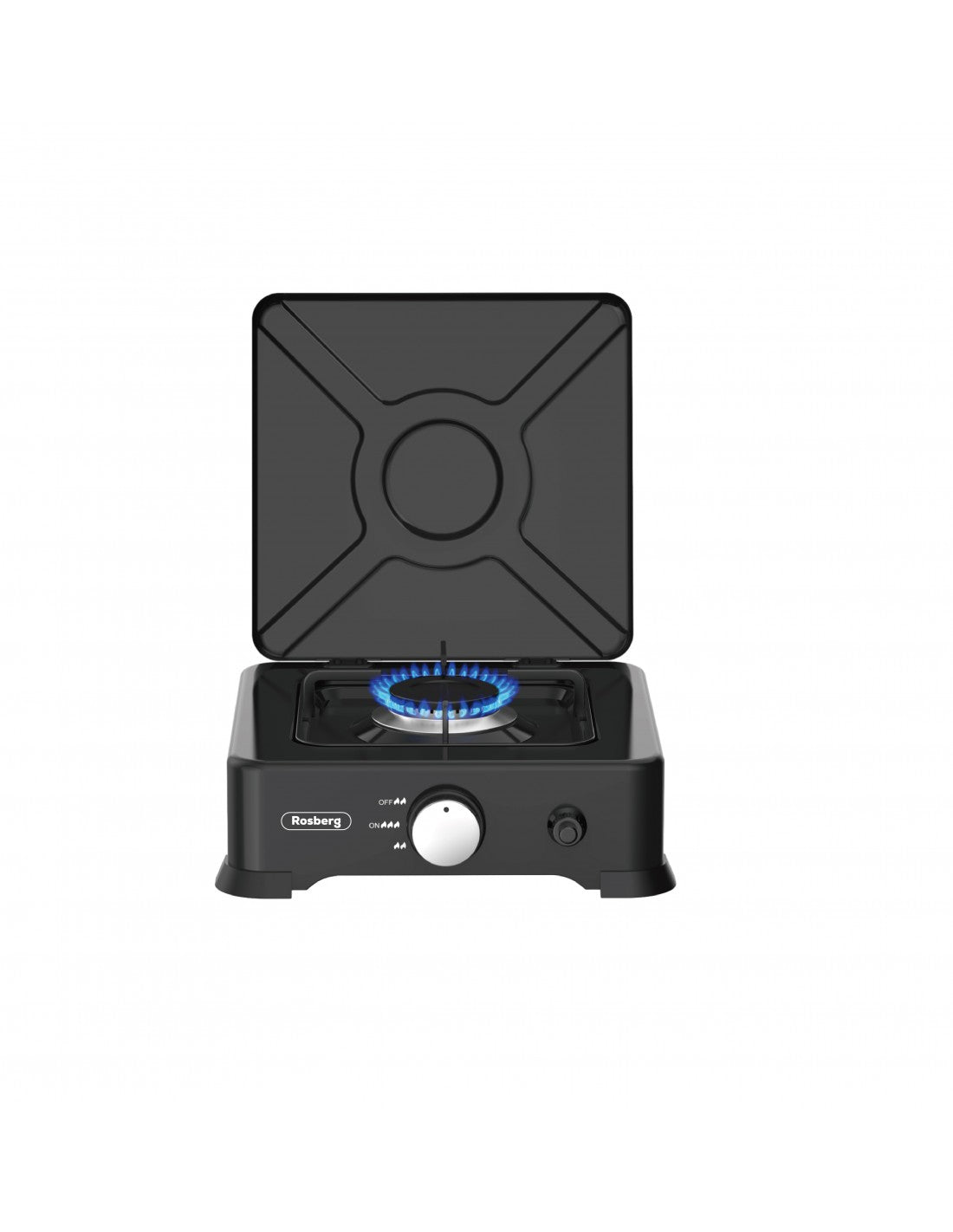 Arzator cu gaz, utilizare in exterior, 2.2kW, 30x30x9cm, butan/propan, otel carbon, negru, Rosberg