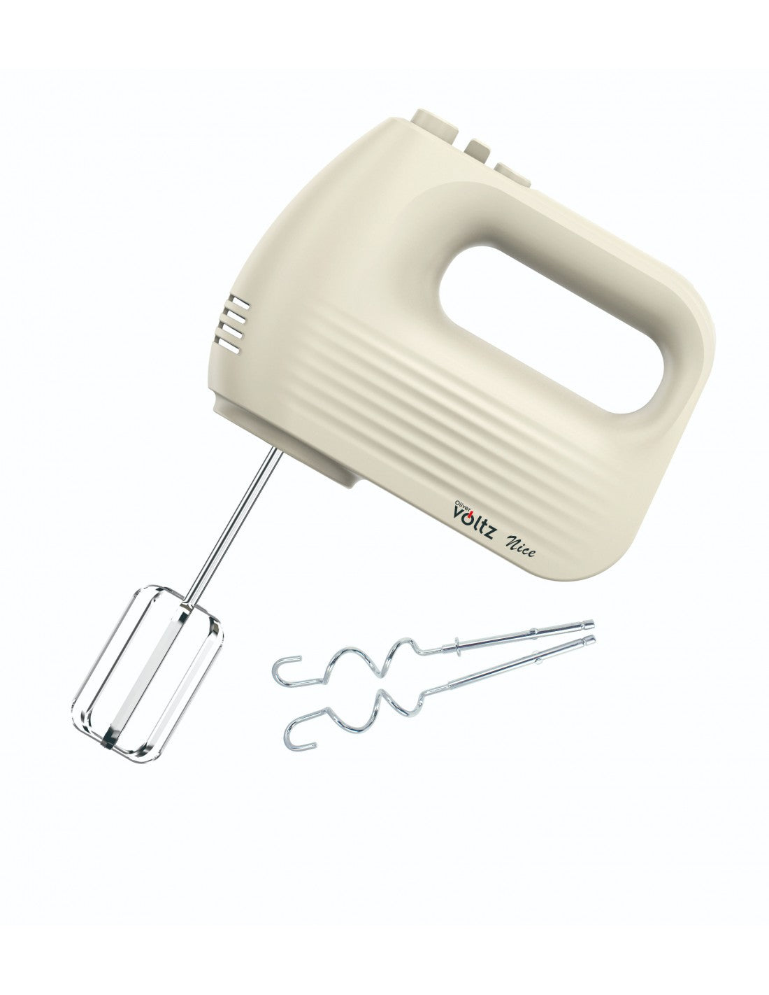 Mixer de mana, 400W, 5 viteze, Functie TURBO, 2 teluri, 2 carlige, Oliver Voltz, Gama Nice, crem