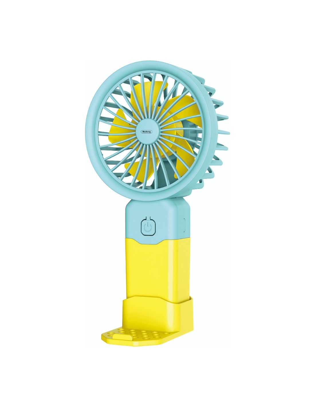 Ventilator portabil USB, 2W, 3 trepte de ventilatie, mod silentios, Rosberg, galben/albastru
