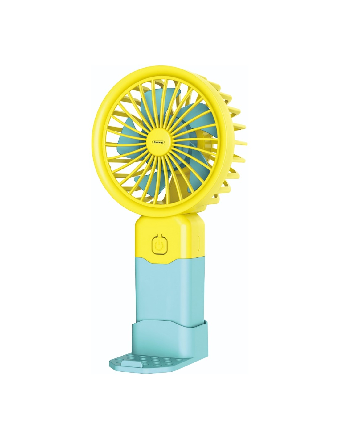 Ventilator portabil USB, 2W, 3 trepte de ventilatie, mod silentios, Rosberg, galben/albastru