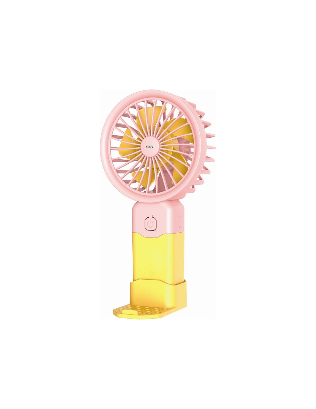 Ventilator portabil USB, 2W, 3 trepte de ventilatie, mod silentios, Rosberg, galben/roz