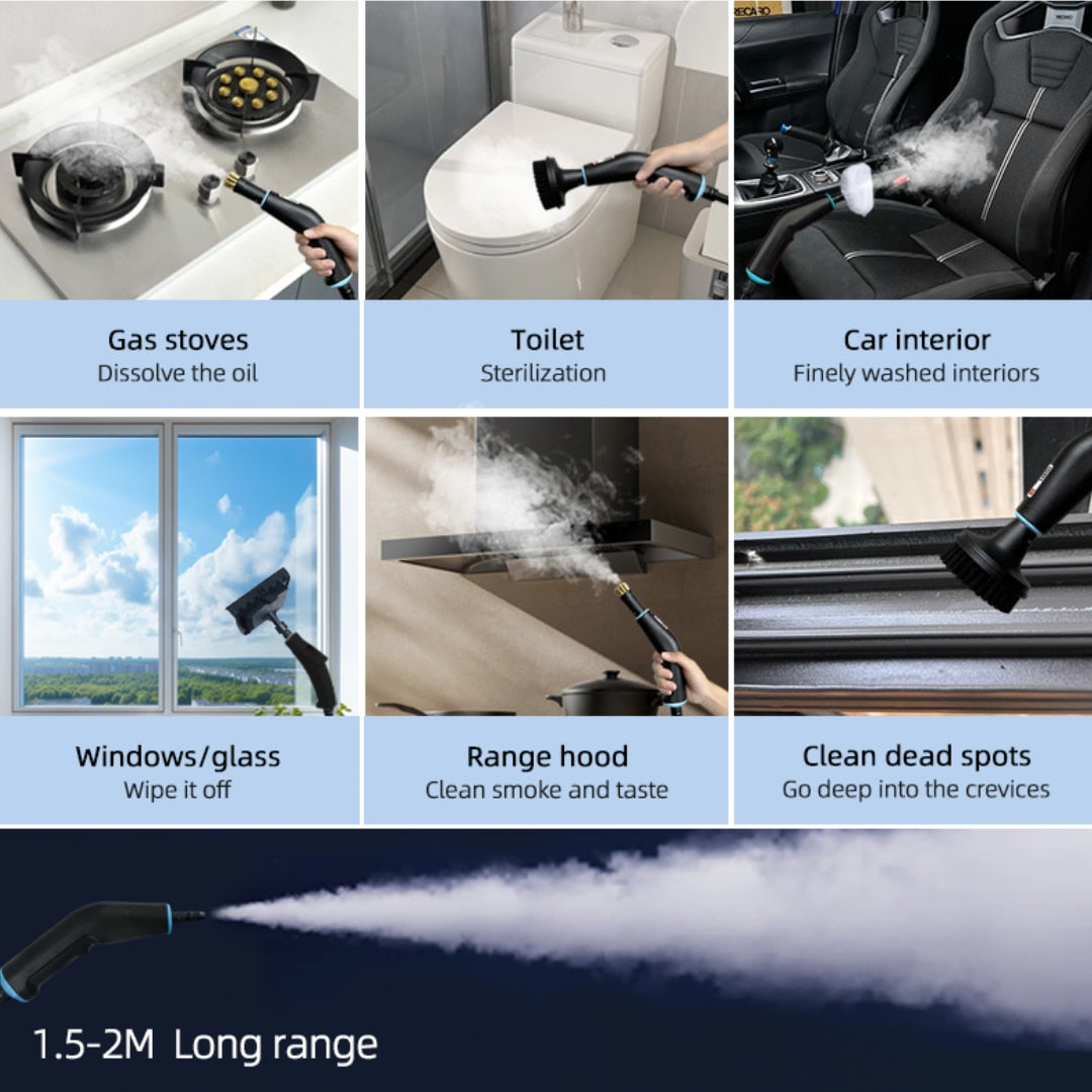 Aparat de curatat cu abur, 1500W, 4Bar, 1.25 litri, 6 niveluri de curatare, 10 accesorii incluse, Oliver Voltz