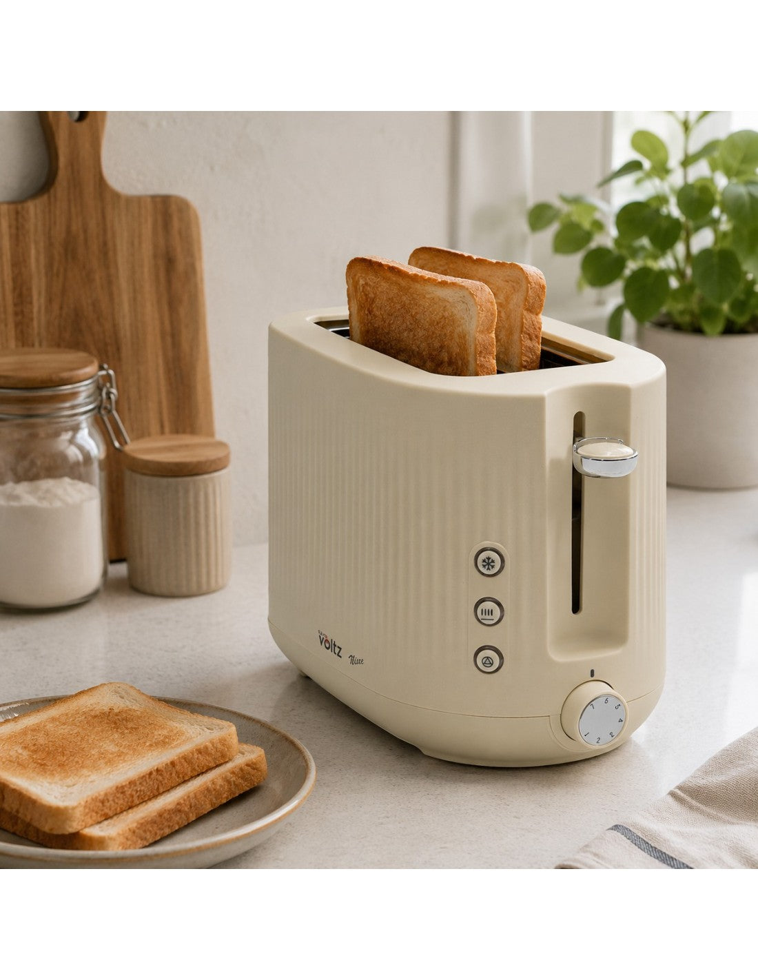 Prajitor de paine, 700W, 2 felii, 7 trepte rumenire, Oliver Voltz, gama Nice, crem