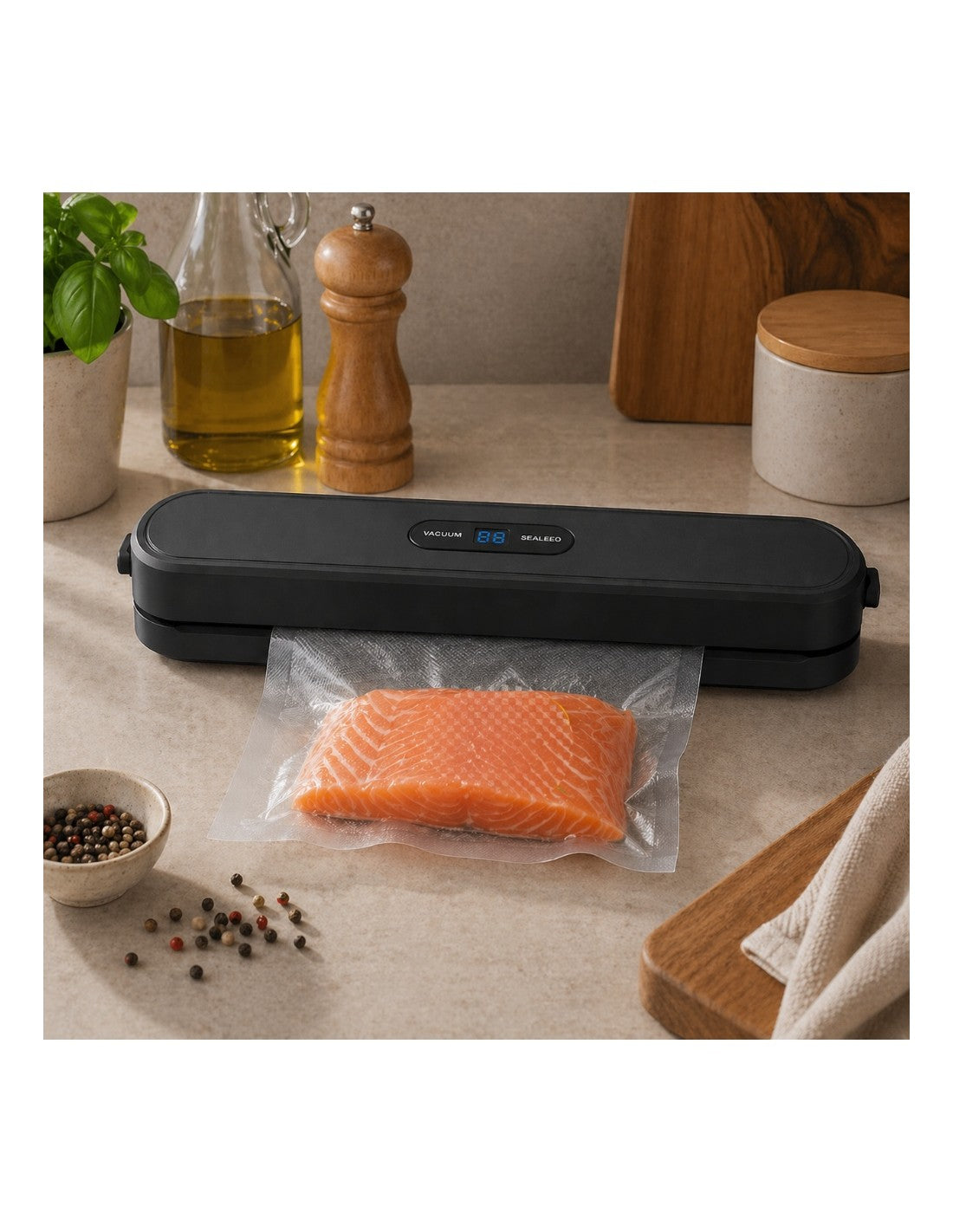 Aparat de vidat alimentele, 60 kPa, 100W, lățime pungă 30 cm, Rosberg, negru